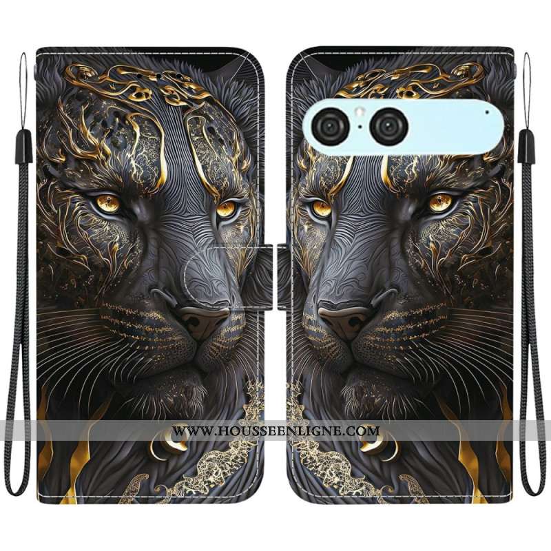 Housse Sony Xperia 10 VII Lion Noir et Or
