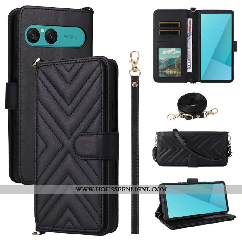 Housse Sony Xperia 10 VII Matelassée avec Lanière et Dragonne