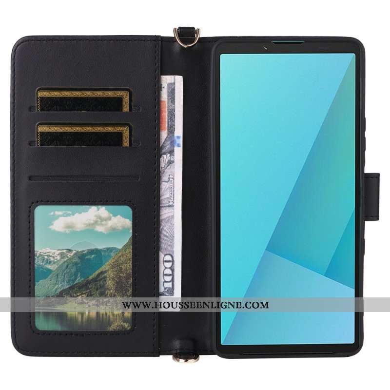 Housse Sony Xperia 10 VII Matelassée avec Lanière et Dragonne