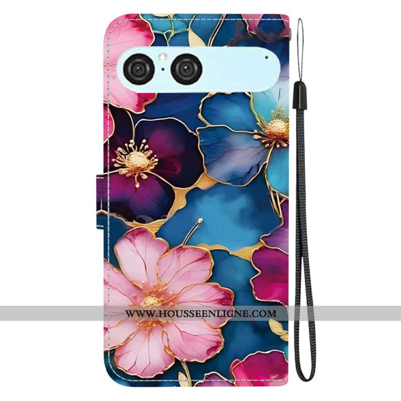 Housse Sony Xperia 10 VII Motif Floral Bleu et Or