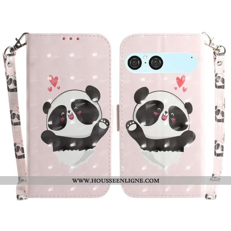Housse Sony Xperia 10 VII Panda Love à Lanière