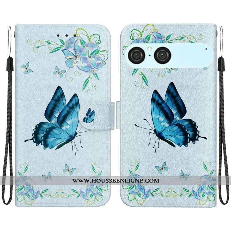 Housse Sony Xperia 10 VII Papillon Bleu et Fleurs
