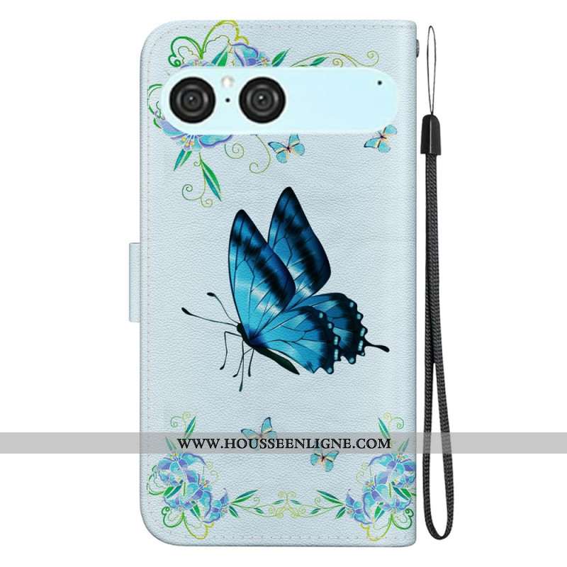 Housse Sony Xperia 10 VII Papillon Bleu et Fleurs