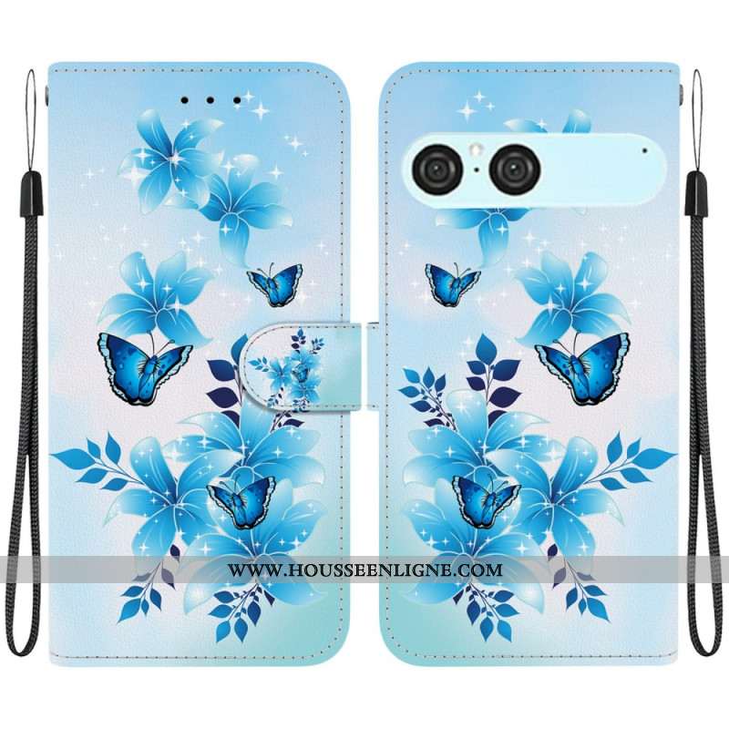 Housse Sony Xperia 10 VII Papillons Bleus et Fleurs