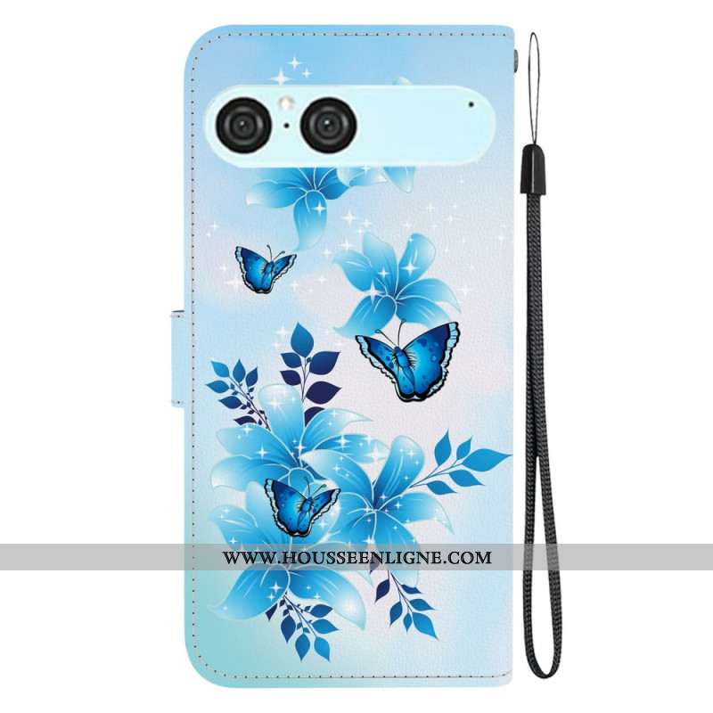 Housse Sony Xperia 10 VII Papillons Bleus et Fleurs
