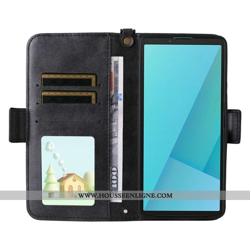 Housse Sony Xperia 10 VII Portefeuille avec Bandoulière