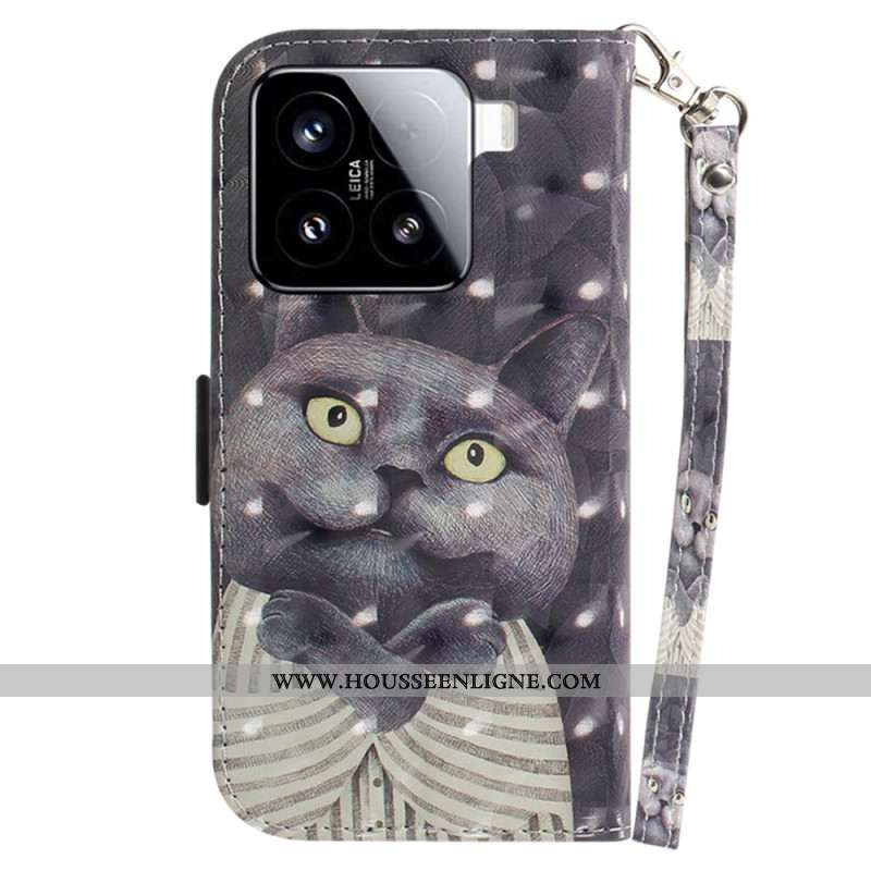 Housse Xiaomi 15 Chat Gris à Lanière