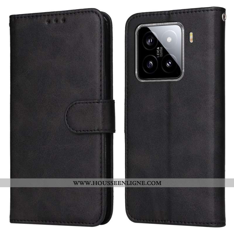 Housse Xiaomi 15 Effet Cuir Uni à Lanière