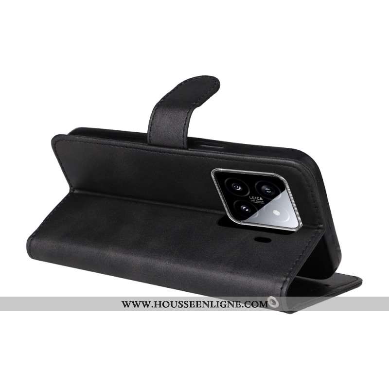 Housse Xiaomi 15 Effet Cuir Uni à Lanière