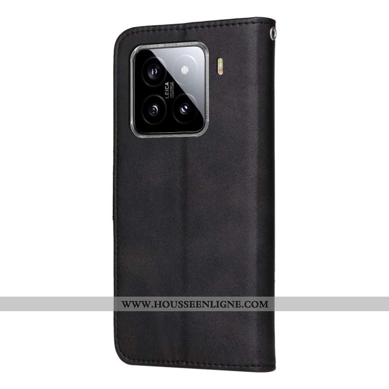 Housse Xiaomi 15 Effet Cuir Uni à Lanière