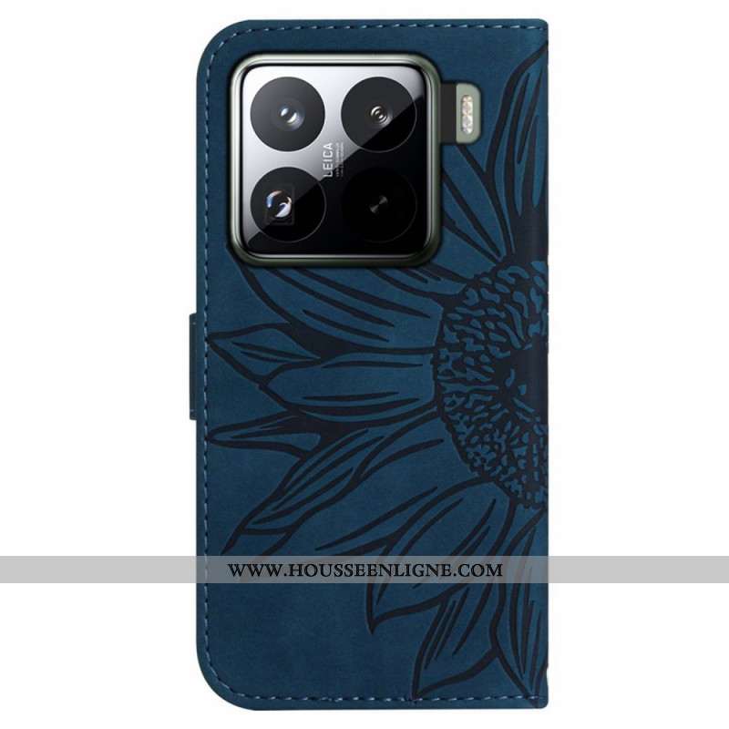 Housse Xiaomi 15 Empreinte Tournesol à Lanière