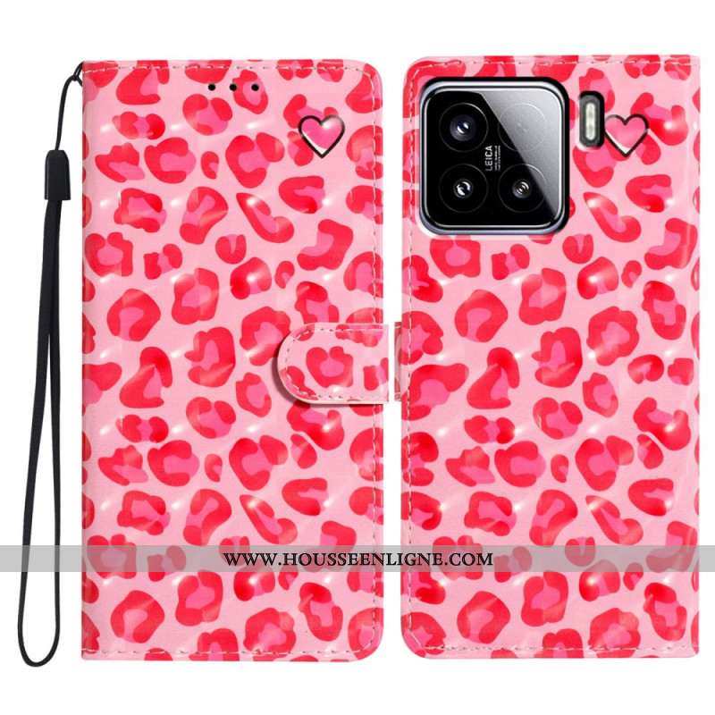 Housse Xiaomi 15 Motif Léopard Rose 3D