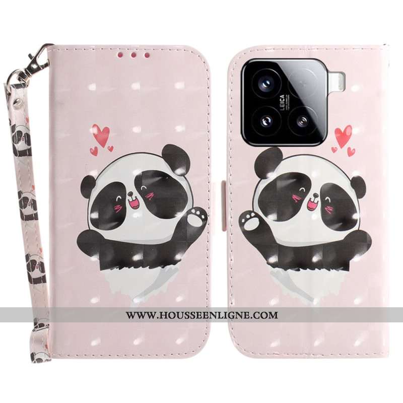 Housse Xiaomi 15 Panda Love à Lanière