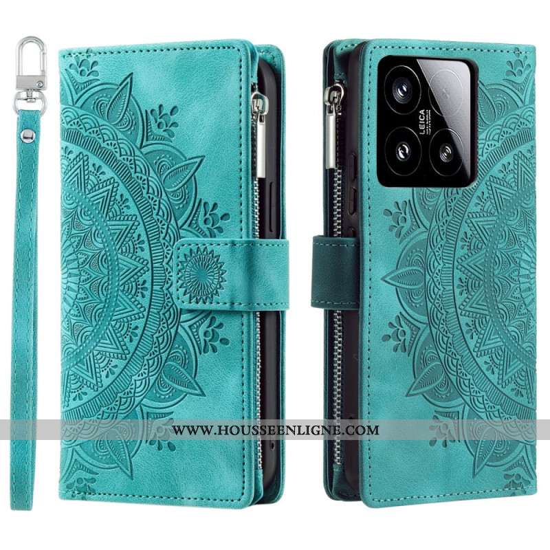 Housse Xiaomi 15 Portefeuille Effet Daim Mandala