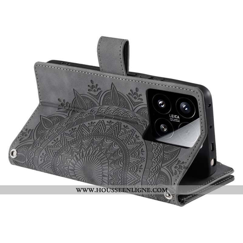 Housse Xiaomi 15 Portefeuille Effet Daim Mandala