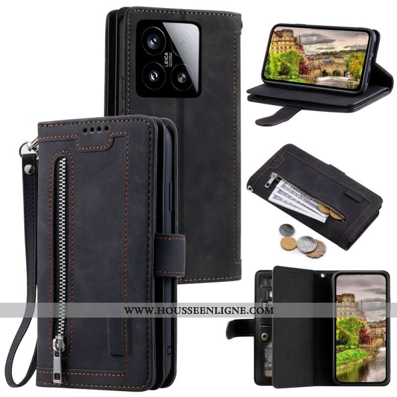Housse Xiaomi 15 Portfeuille avec Fermeture Éclair