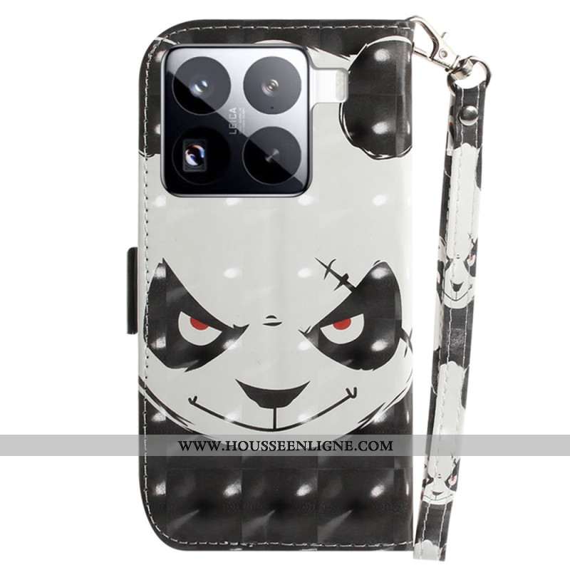 Housse Xiaomi 15 Pro Angry Panda à Lanière