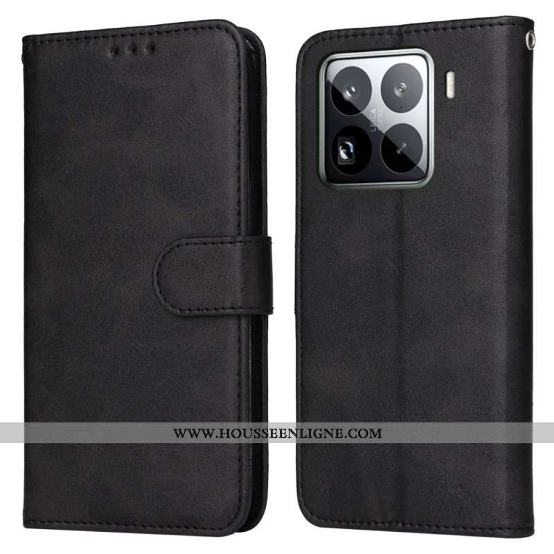 Housse Xiaomi 15 Pro Effet Cuir Uni à Lanière