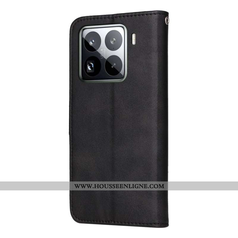 Housse Xiaomi 15 Pro Effet Cuir Uni à Lanière