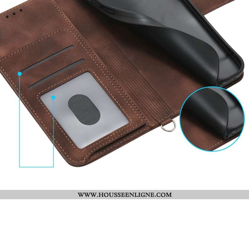 Housse Xiaomi 15 Pro Effet Daim Motif Floral à Lanière et Bandoulière