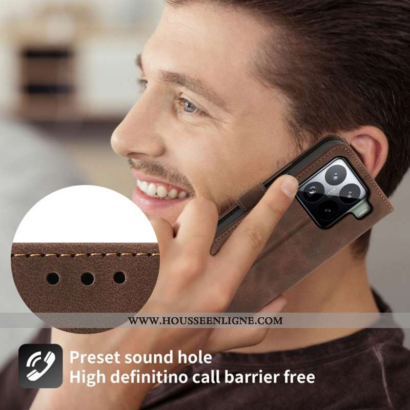 Housse Xiaomi 15 Pro Effet Daim Motif Floral à Lanière et Bandoulière