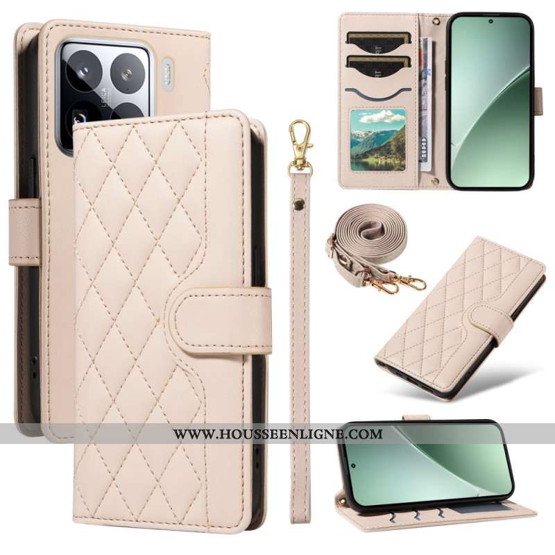 Housse Xiaomi 15 Pro Matelassée avec Lanière et Bandoulière