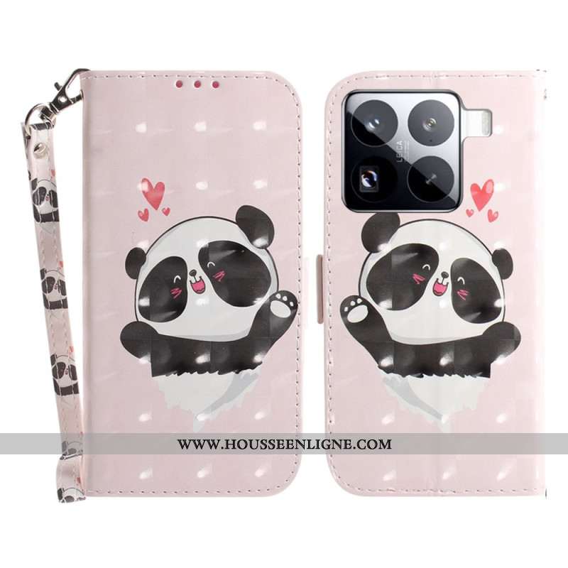 Housse Xiaomi 15 Pro Panda Love à Lanière