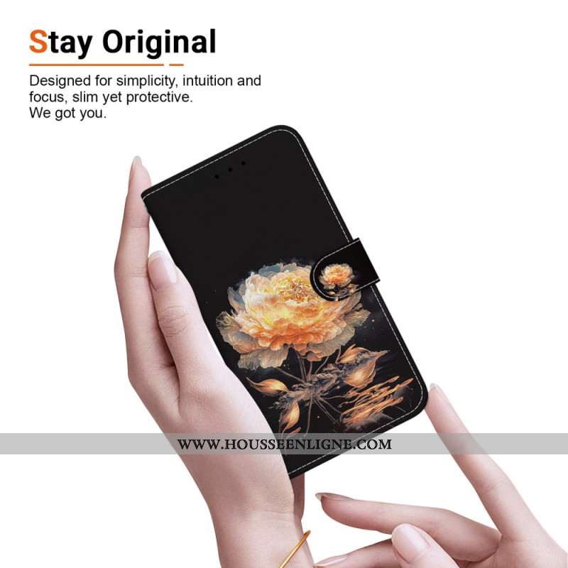 Housse Xiaomi 15 Pro Pivoine dorée