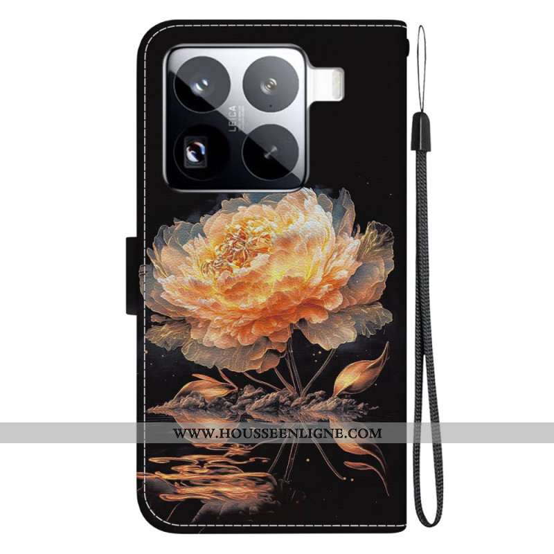 Housse Xiaomi 15 Pro Pivoine dorée