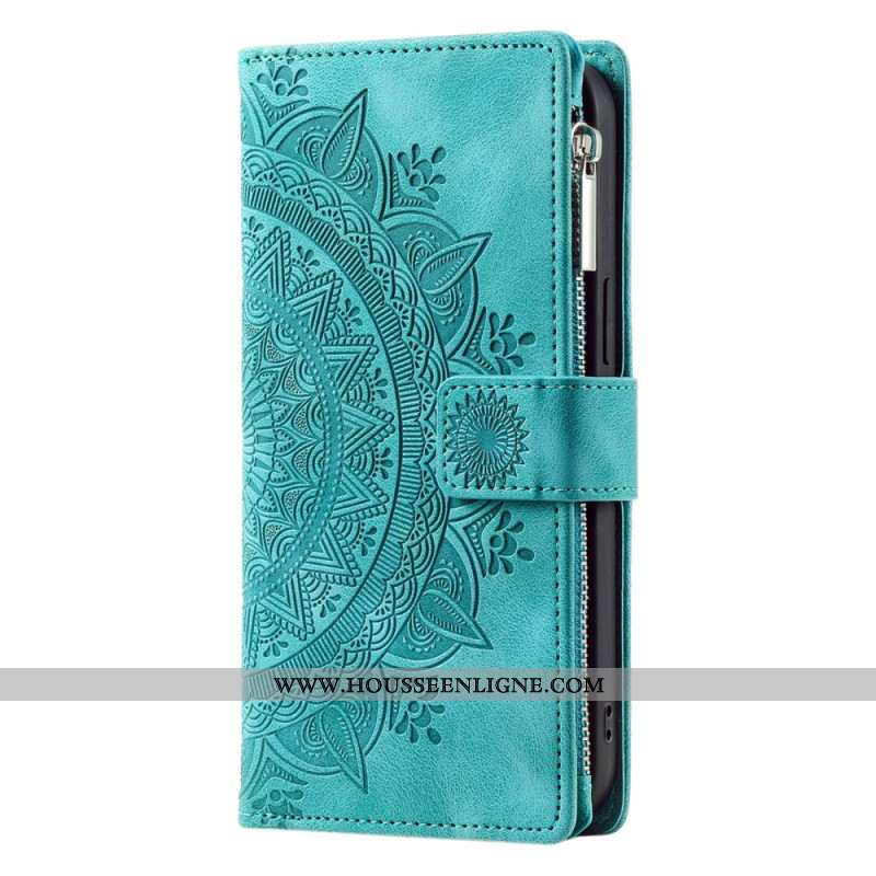 Housse Xiaomi 15 Pro Portefeuille Effet Daim Mandala