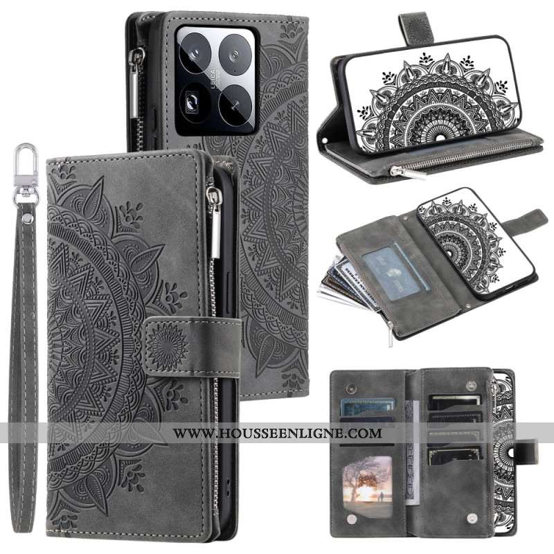 Housse Xiaomi 15 Pro Portefeuille Effet Daim Mandala