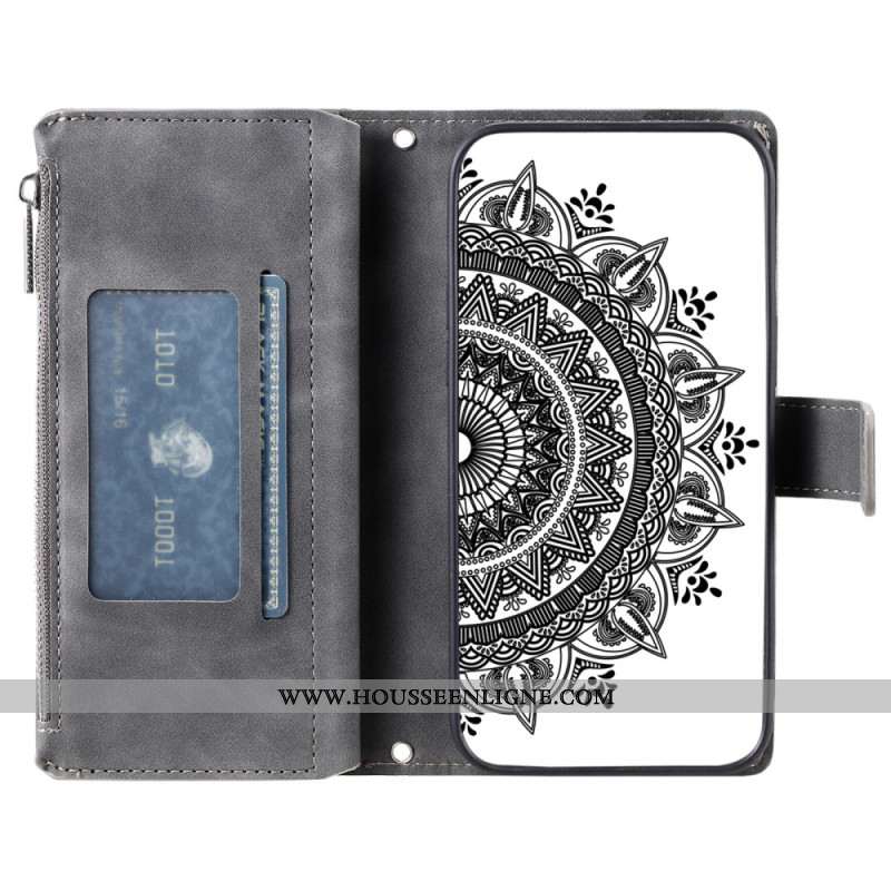 Housse Xiaomi 15 Pro Portefeuille Effet Daim Mandala