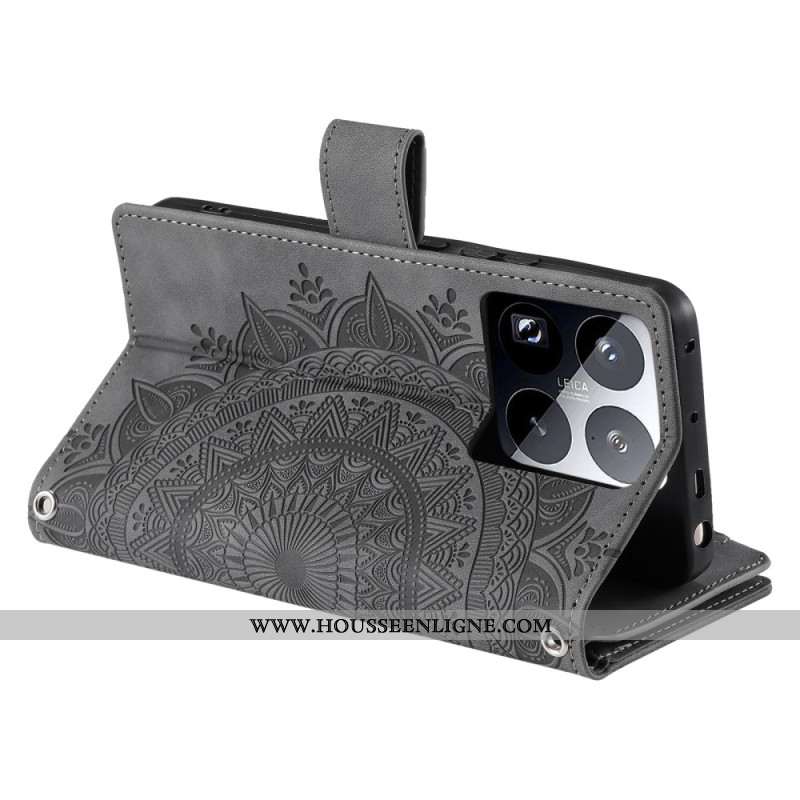 Housse Xiaomi 15 Pro Portefeuille Effet Daim Mandala