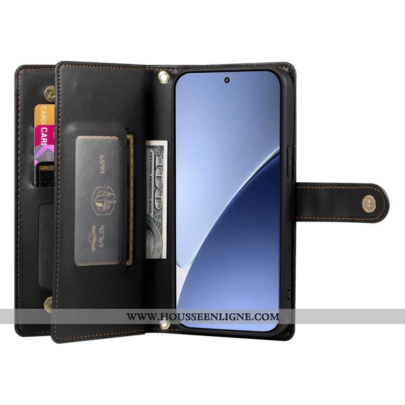 Housse Xiaomi 15 Pro Portefeuille avec Lanière et Bandoulière