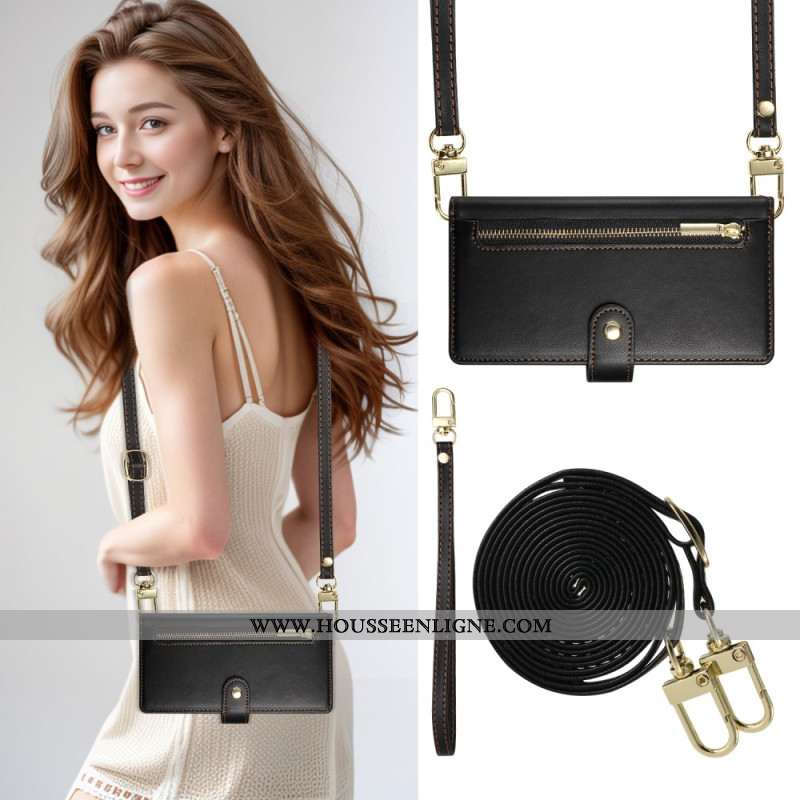 Housse Xiaomi 15 Pro Portefeuille avec Lanière et Bandoulière