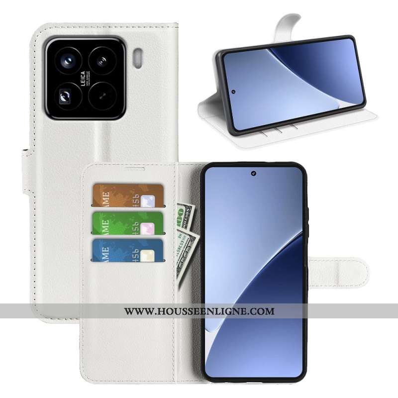 Housse Xiaomi 15 Pro Simili Cuir Litchi Classique