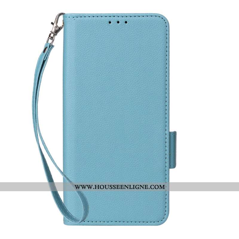 Housse Xiaomi 15 Pro Simili Cuir Litchi à Lanière