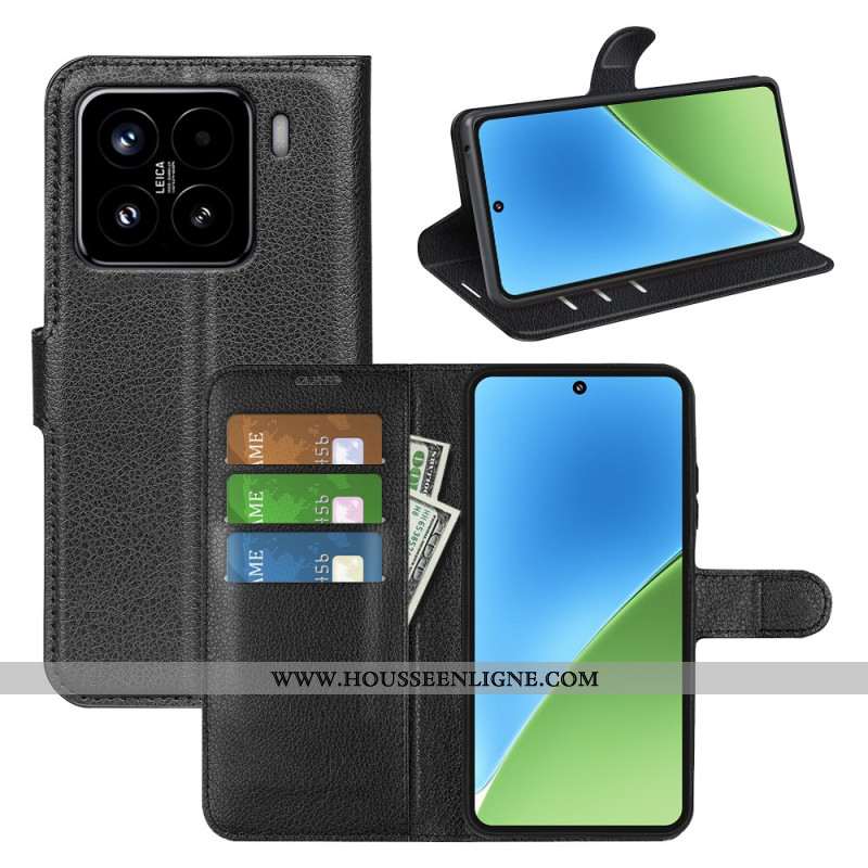 Housse Xiaomi 15 Simili Cuir Litchi Classique