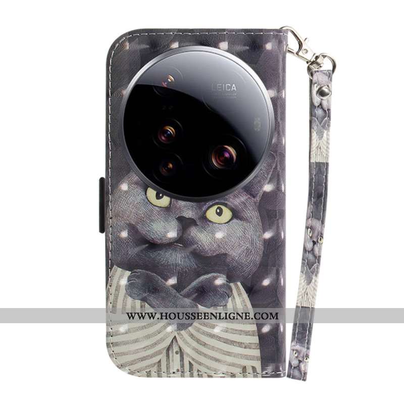 Housse Xiaomi 15 Ultra Chat Gris à Lanière