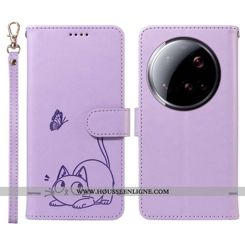 Housse Xiaomi 15 Ultra Graphique Chat à Lanière