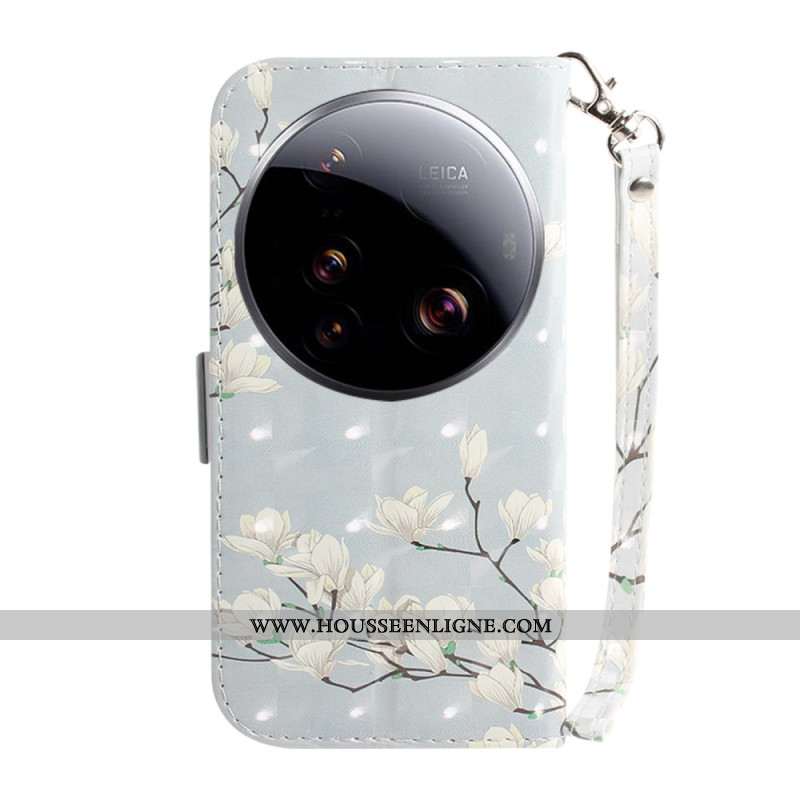 Housse Xiaomi 15 Ultra Magnolias à Lanière