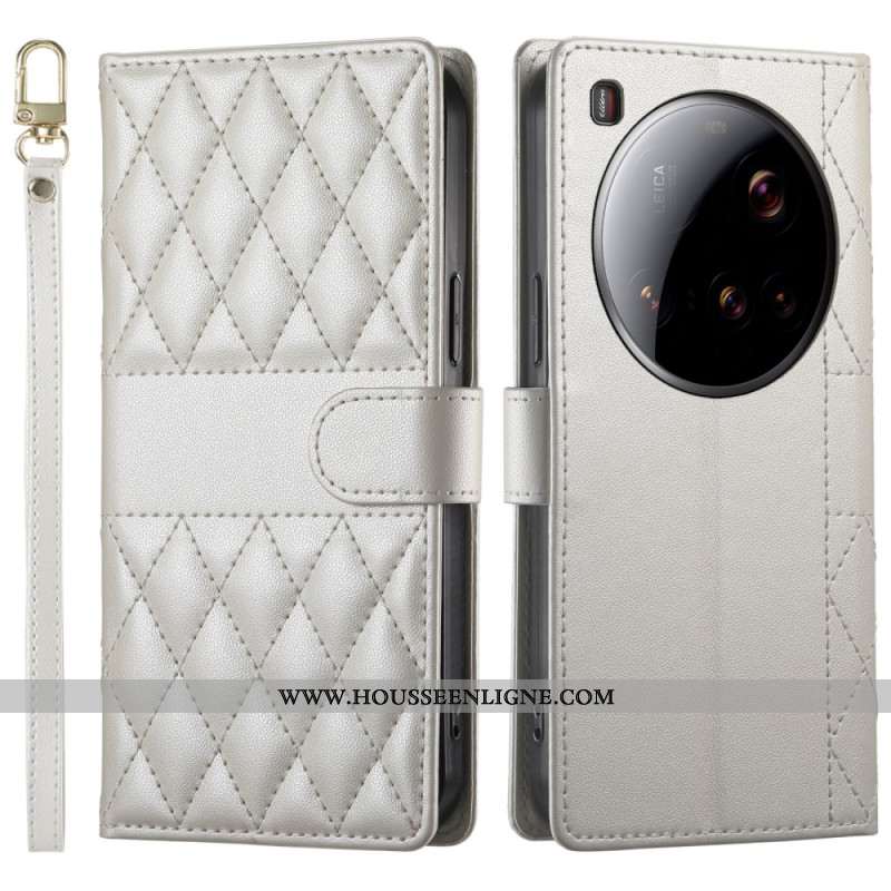Housse Xiaomi 15 Ultra Matelassée avec Lanière et Bandoulière