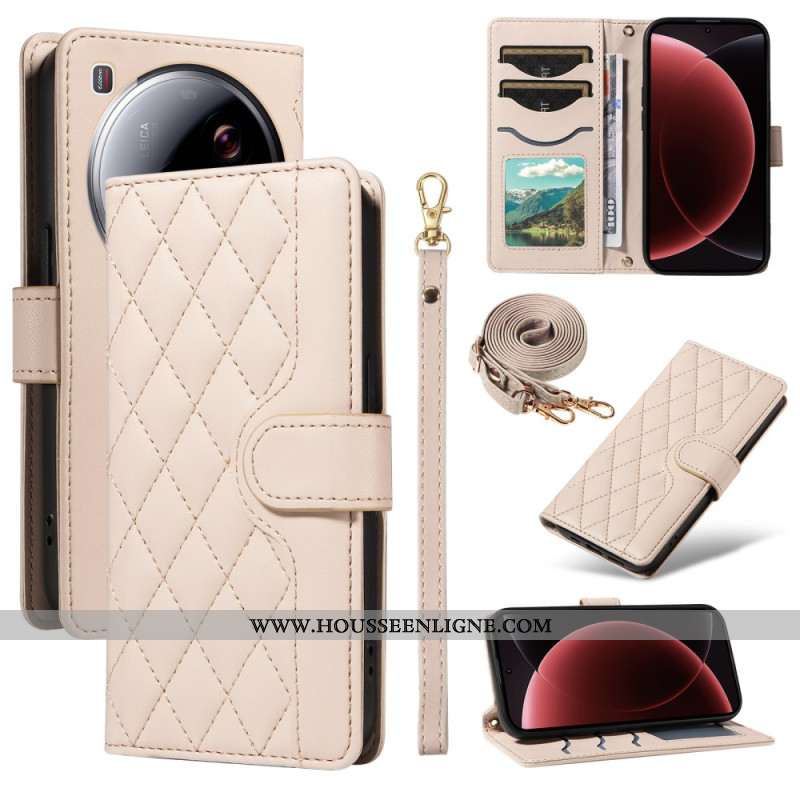 Housse Xiaomi 15 Ultra Matelassée avec Lanière et Bandoulière