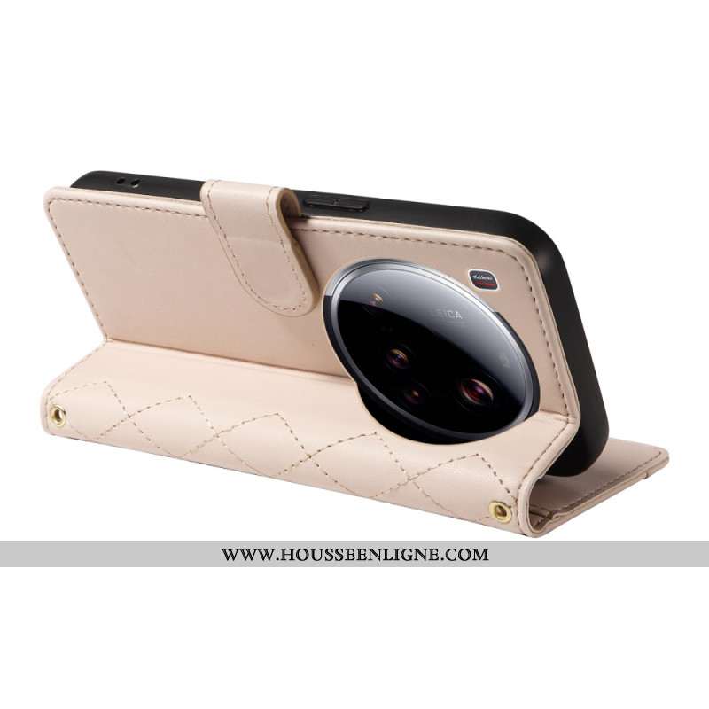 Housse Xiaomi 15 Ultra Matelassée avec Lanière et Bandoulière