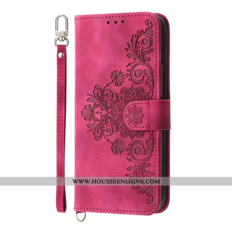Housse Xiaomi 15 Ultra Motif Floral avec Lanière et Bandoulière