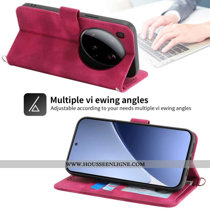 Housse Xiaomi 15 Ultra Motif Floral avec Lanière et Bandoulière