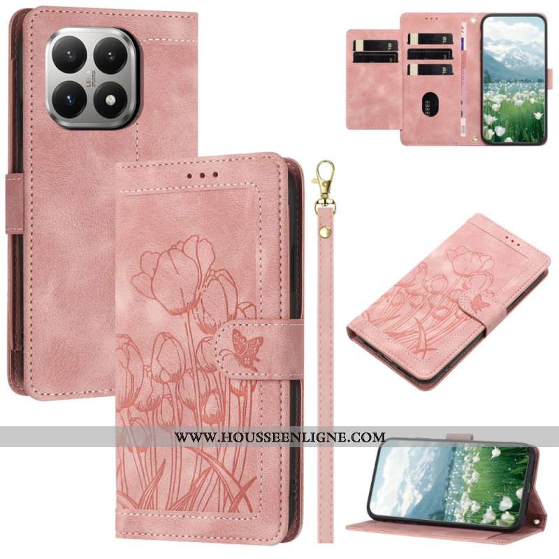 Housse Xiaomi 15T 5 Porte-Cartes Empreinte Florale
