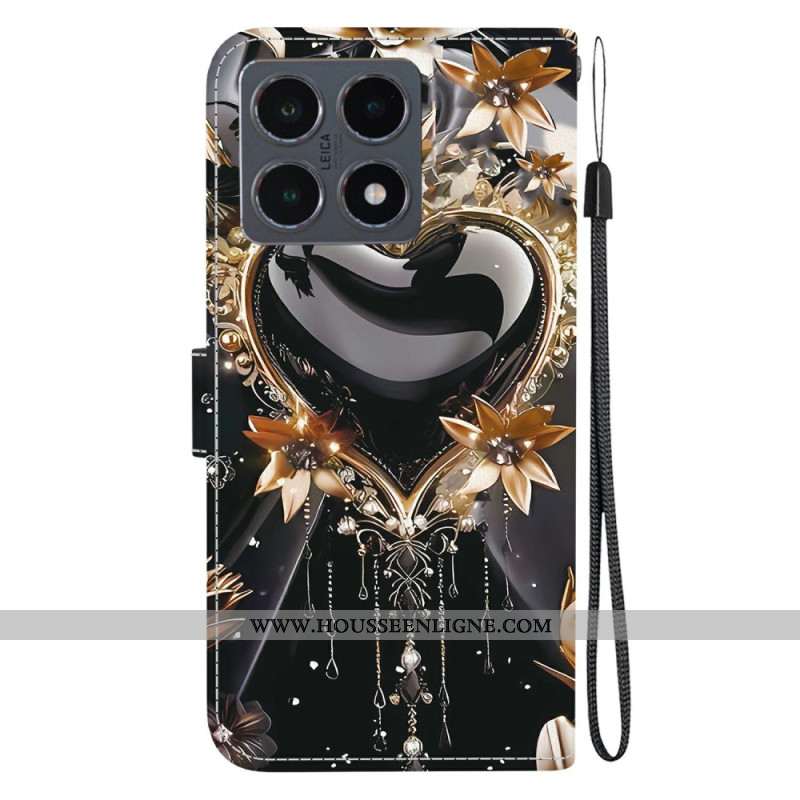 Housse Xiaomi 15T Cœur Noir et Or