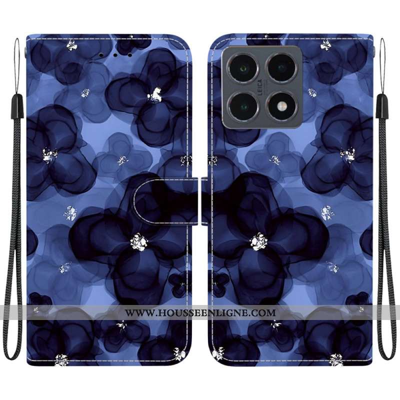 Housse Xiaomi 15T Fleurs Bleu Encre