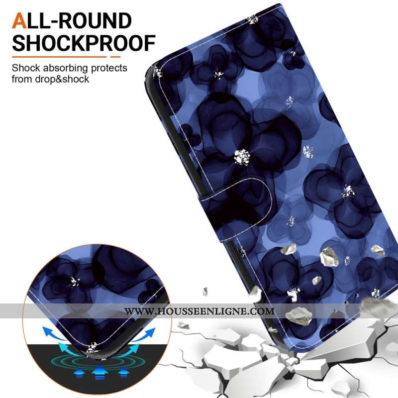 Housse Xiaomi 15T Fleurs Bleu Encre